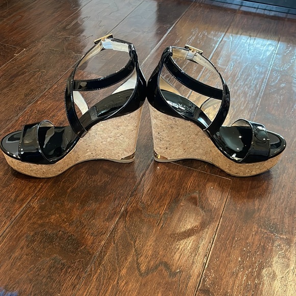 NWT Brand New Jimmy Choo Portia 120 Black Patent Leather Wedges 36 6 Women’s - Picture 15 of 17